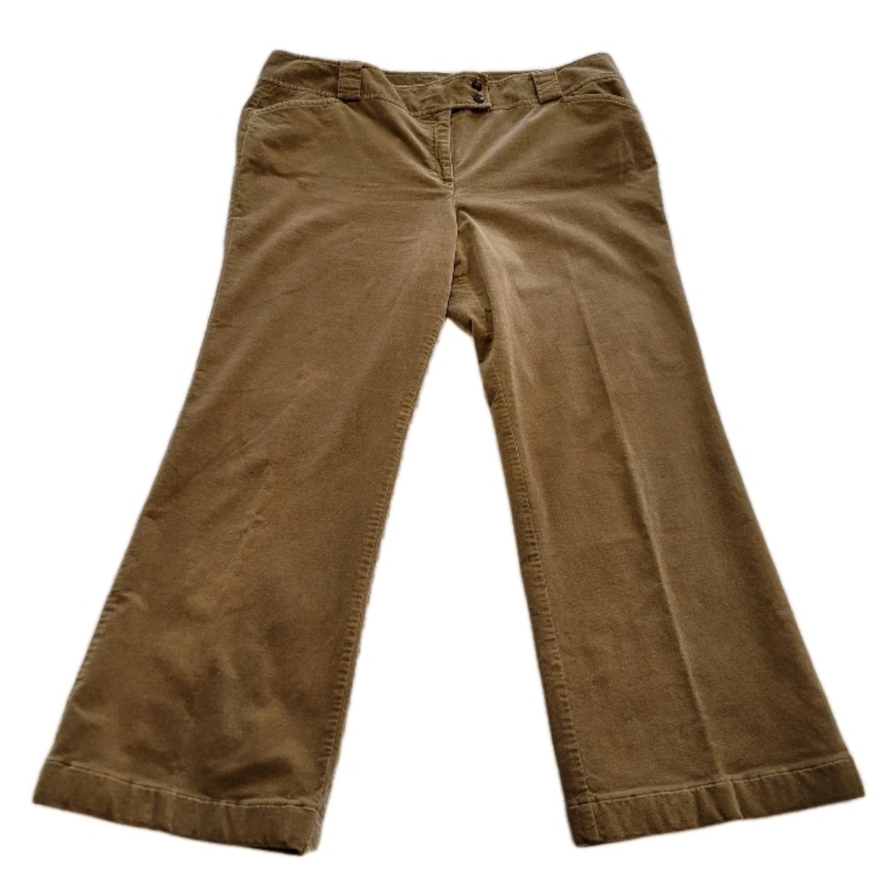 Ann Taylor Corduroy Trouser Pants Size 18 Thin Whale Wide Leg Tan Camel Brown
